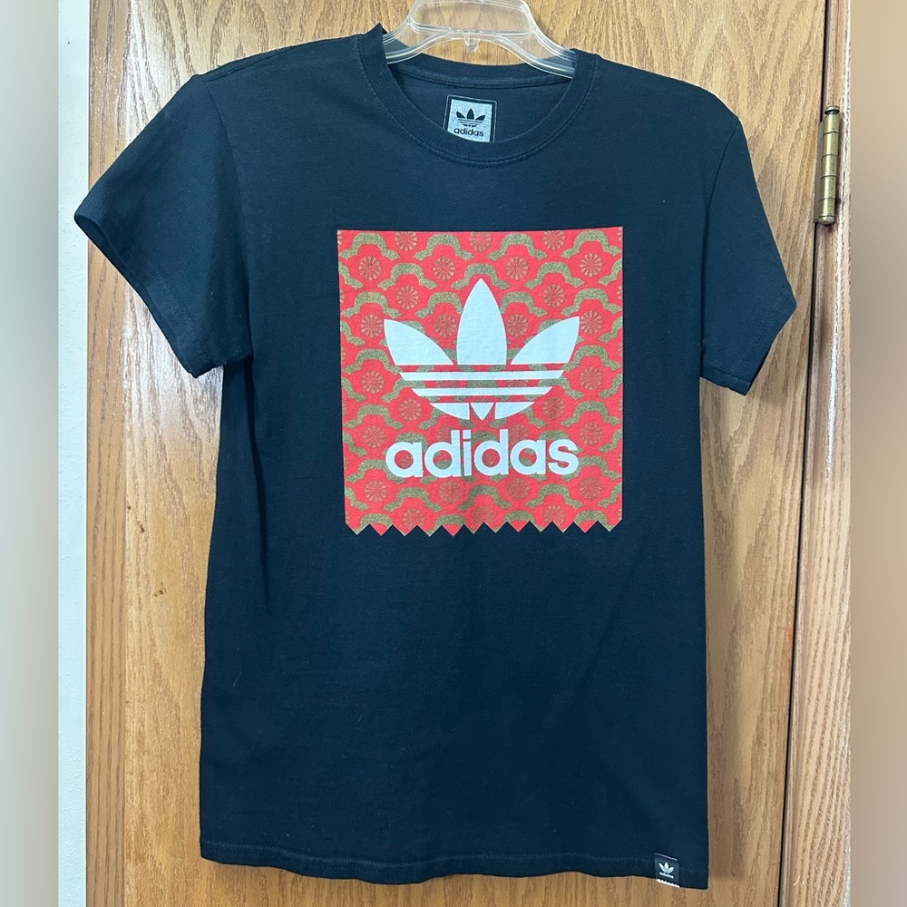 Adidas Black T-Shirt with Red Graphic